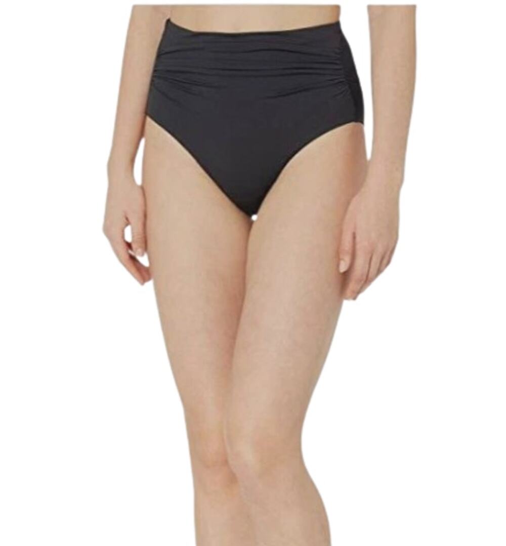 LAUREN RALPH LAUREN Slimming High Waist Bikini Bottom Size 14 Black Beach Club